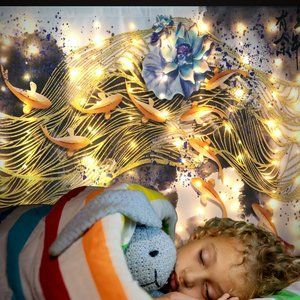 Kids Room Decor Tapestry with Lights Wall Art Hanging Modern Abstract Artwork